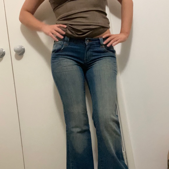 Liquid Denim Flared Jeans Size 8-9 - Picture 3 of 4